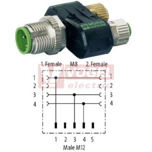 7000-41231-0000000 Rozbočovač Y-kus M12/3-pin/vidl // 2x M8/3-pin/zás, provedení Slimline