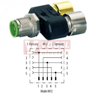 7000-41131-0000000 Rozbočovač Y-kus M12/5-pin/vidl // 2x M12/5-pin/zás, provedení Slimline, rozbočovací funkce (NO)