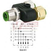 7000-41141-0000000 Rozbočovač Y-kus M12/5-pin/vidl // 2x M12/5-pin/zás, paralelní obvod