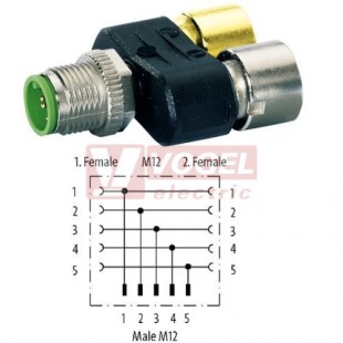 7000-41151-0000000 Rozbočovač Y-kus M12/5-pin/vidl // 2x M12/5-pin/zás, provedení Slimline