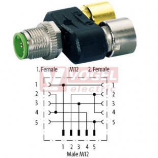 7000-41191-0000000 Rozbočovač Y-kus M12/5-pin/vidl // 2x M12/5-pin/zás, provedení Slimline