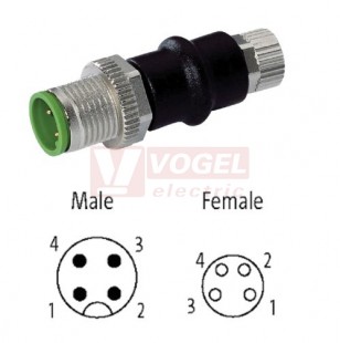 7000-42211-0000000 Adapter - M12/4-pin/M vidlice na M8/4-pin/F zásuvka