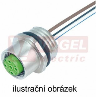 7000-17181-9730020 M12 F konektor M12/8pin/zás/do panelu, přední montáž, 2A/30VAC/DC, vodič 8x0,25mm2, PUR, délka kabelu 0,2m, IP67 (bez matky)