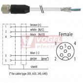 7000-13221-3494000 konektor M12/5-pin/zás/přímý - kabel ŠE PUR/PVC 5x0,34mm2 L=40,0m - volný konec