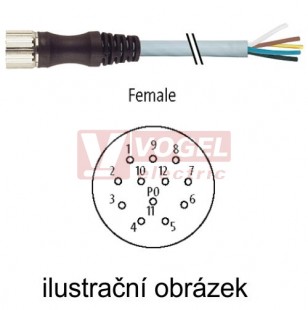 7000-23001-3331500 konektor M23/12-pin/zás/přímý - kabel ŠE PUR/PVC 4x0,34/3x0,75 mm2 L=15,0m - volný konec