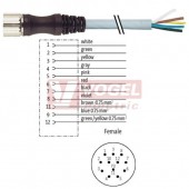 7000-23051-3622500 konektor M23/12-pin/zás/přímý - kabel PUR/PVC 8x0,34/3x0,75mm2 ŠE L=25m - volný konec