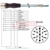 7000-23711-3731000 konektor M23/12-pin/zás/přímý - kabel PUR/PVC 8x0,34/3x0,75mm2 ŠE L=10m - volný konec
