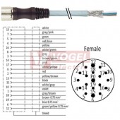7000-23751-4011000 konektor M23/19-pin/zás/přímý - kabel PUR/PVC 16x0,34/3x0,75mm2 ŠE stíněný L=10m - volný konec