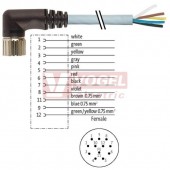 7000-23151-3623000 konektor M23/12-pin/zás/úhlový - kabel PUR/PVC šedý 8x0,34/3x0,75mm2 L=30m - volný konec