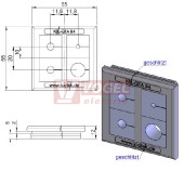 KEL-QTA B4 průchodková deska do výřezu 45,5x45,5mm,  tl.plechu 1,5-2,5mm (43660)