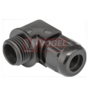 PM 16x1,5 vývodka úhlová, 90° plastová, černá AGRO 5215.17.40.95, sevření 6,5-9,5 mm, délka závitu 8 mm, IP68 jednodílné těsnění
