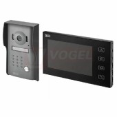 Sada videotelefonu EMOS RL-10m, barva černá, dveřní kamer.jednotka, 1LCD, zdroj, napájení monitoru 12VDC, kabel FTP nebo SYKFY 5x2x0,5, úhel kamery 70°, 15 melodií, montáž na stěnu, IP44 (H1014)