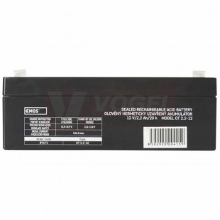 Baterie  12,00 V Pb   2,2Ah OT 2,2-12 akumulátor, faston 4,7mm, rozměry 178×35×61 mm (B9672)