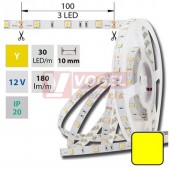 LED pásek SMD5050 žlutá barva, DC12V, IP20, 10mm,bílá PCB pásek, 30 LED/m (121.575.60.0)