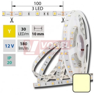 LED pásek SMD5050 teplá bílá, DC12V, IP20, 10mm,bílá PCB pásek, 30 LED/m, 6W/m (121.579.60.0)