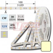 LED pásek SMD5050 teplá bílá, DC12V, IP54, 10mm,bílá PCB pásek, 30 LED/m (121.586.60.0)