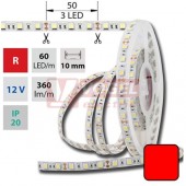 LED pásek SMD5050 červená barva, DC12V, IP20, 10mm,bílá PCB pásek, 60 LED/m (121.595.60.2)