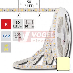 LED pásek SMD5050 teplá bílá, DC12V, IP54, 10mm,bílá PCB pásek, 60 LED/m (121.607.60.0)