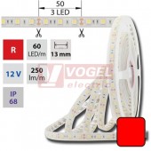 LED pásek SMD5050 červená barva, DC12V, IP68, 10mm,bílá PCB pásek, 60 LED/m (121.609.60.0)