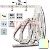 LED pásek SMD3528 bílá a teplá bílá 3000-6000K, DC12V, IP20, 8mm, bílá PCB pásek, 120 LED/m, 9,6W/m (122.630.60.0)