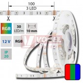 LED pásek SMD5050 RGB, DC12V, IP20, 10mm, bílá PCB pásek, 30 LED/m  (123.580.60.0)
