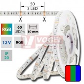 LED pásek SMD5050 RGB, DC12V, IP20, 10mm, bílá PCB pásek, 60 LED/m  (123.601.60.0)
