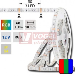 LED pásek SMD5050 RGB, DC12V, IP54, 10mm, bílá PCB pásek, 60 LED/m  (123.608.60.0)