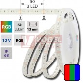 LED pásek SMD5050 RGB, DC12V, IP68, 10mm, bílá PCB pásek, 14,4W/m,  60 LED/m  (123.615.60.0)