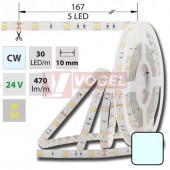 LED pásek SMD5050 studená bílá, DC24V, IP54, 10mm,bílá PCB pásek, 30 LED/m (126.585.60.0)