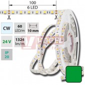 LED pásek SMD5050 zelená barva, DC24V, IP20, 10mm,bílá PCB pásek, 60 LED/m (126.598.60.0)