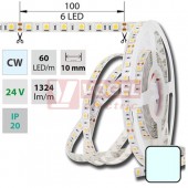 LED pásek SMD5050 studená bílá, DC24V, IP20, 10mm,bílá PCB pásek, 60 LED/m (126.599.60.2)