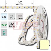 LED pásek SMD5050 teplá bílá, DC24V, IP20, 10mm,bílá PCB pásek, 60 LED/m (126.600.60.0)