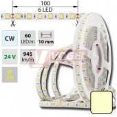LED pásek SMD5050 teplá bílá, DC24V, IP54, 10mm,bílá PCB pásek, 60 LED/m (126.607.60.0)