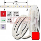 LED pásek SMD5050 červená barva, DC24V, IP68, 10mm,bílá PCB pásek, 60 LED/m (126.609.60.0)
