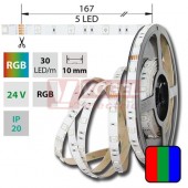 LED pásek SMD5050 RGB, DC24V, IP20, 10mm, bílá PCB pásek, 30 LED/m  (128.580.60.2)