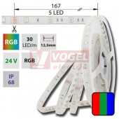 LED pásek SMD5050 RGB, DC24V, IP68, 10mm, bílá PCB pásek, 30 LED/m  (128.594.60.0)