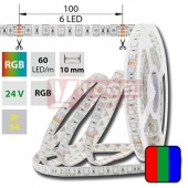 LED pásek SMD5050 RGB, DC24V, IP54, 10mm, bílá PCB pásek, 60 LED/m  (128.608.60.0)