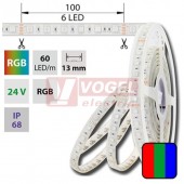 LED pásek SMD5050 RGB, DC24V, IP68, š=10mm, bílá PCB pásek, 60 LED/m  (128.615.60.0)