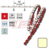 Flexibilní LED pásek SMD3528 teple bílá, DC12V, IP20, 5mm,bílý PCB, 36 LED/m (120.010.61.0) UKONČENO