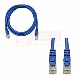 Kabel propojovací Cat.6 stíněný S/FTP, 2xRJ-45 přímý, délka  0,5m, barba modrá, PVC plášť (H6GLB00K5B)