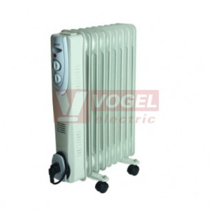 FKOS9 Olejový radiátor 600W / 900W / 1500W, 9 článků, regulovatelný termostat, kolečka, rozměry: 125 (240) x 600 x 450 mm(5001871)