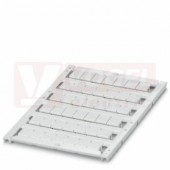 UCT-TM 8 štítek pro značení svorek, bez potisku, bílé, montáž aretací, š 8,2mm, popis.pole 7,6x10,5mm, (1 karta = 42ks) (1 balení = 10 karet) (0828740)