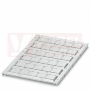 UCT-TM 12 štítek pro značení svorek, bez potisku, bílé, montáž aretací, š 12mm, popis.pole 10,8x9,6mm, (1 karta = 30ks) (1 balení = 10 karet) (0829144)