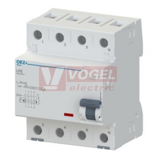 Chránič 3P+N  63A  30mA, typ AC, (LFE-63-4-030AC) 6kA, Nová Minia
