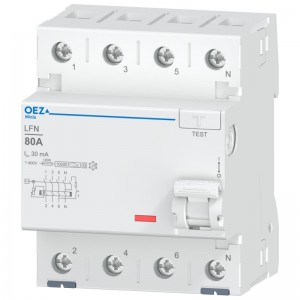 Chránič 3P+N  80A  30mA, typ A, (LFN-80-4-030A) 10kA, Nová Minia