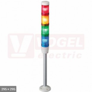 XVMB2RAGBSHSB Signální sloup 24VAC/DC, žárovka LED BA 15d, RU,OR,ZE,MO+bzučák 0-80dB, trvalý svit, AL trubka, montáž horizontální IP42