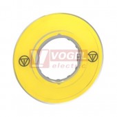 ZBY9121 Štítek kruhový 3D, pr. 60mm, žlutý, 2x symbol nouzového zastavení, bez nápisu, pro hlavice otvor 22mm