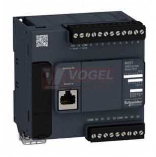 TM221C16R PLC Modicon M221, 100-240VAC, 9DI, 7DQ (relé), 1x Sériová linka, 1x miniUSB, slot SD - šroubové svorky