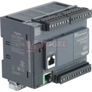 TM221CE24R PLC Modicon M221, 100-240VAC, 14DI, 10DQ (relé), 1x Ethernet, 1x Sériová linka, 1x miniUSB, slot SD - šroubové svorky