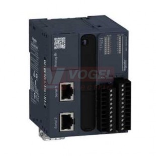 TM221M16R PLC Modicon M221, 24VDC, 8DI, 8DQ (relé), 2x Sériová linka, 1x miniUSB, slot SD - šroubové svorky